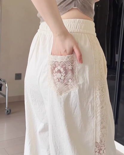 レースラインルーズワイドパンツ H0123
